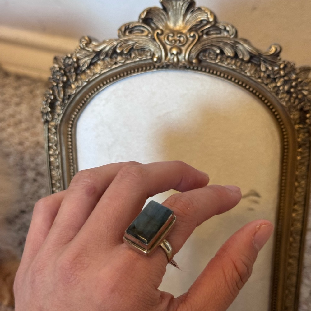 Labradorite Stone Sterling Silver Ring sz 6